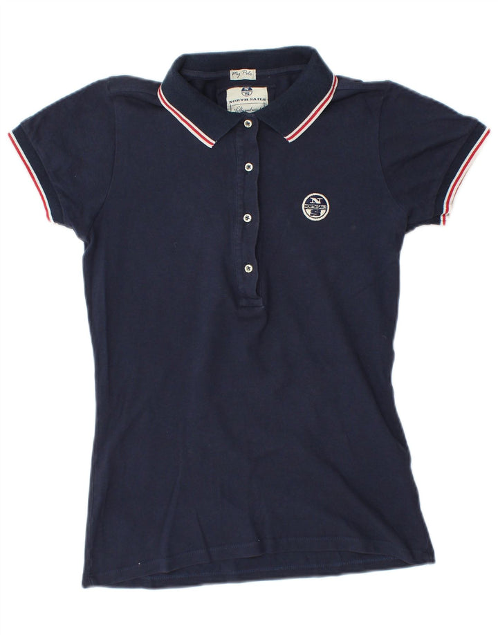 North Sails Womens Polo Shirt UK 10 Small Navy Blue Cotton