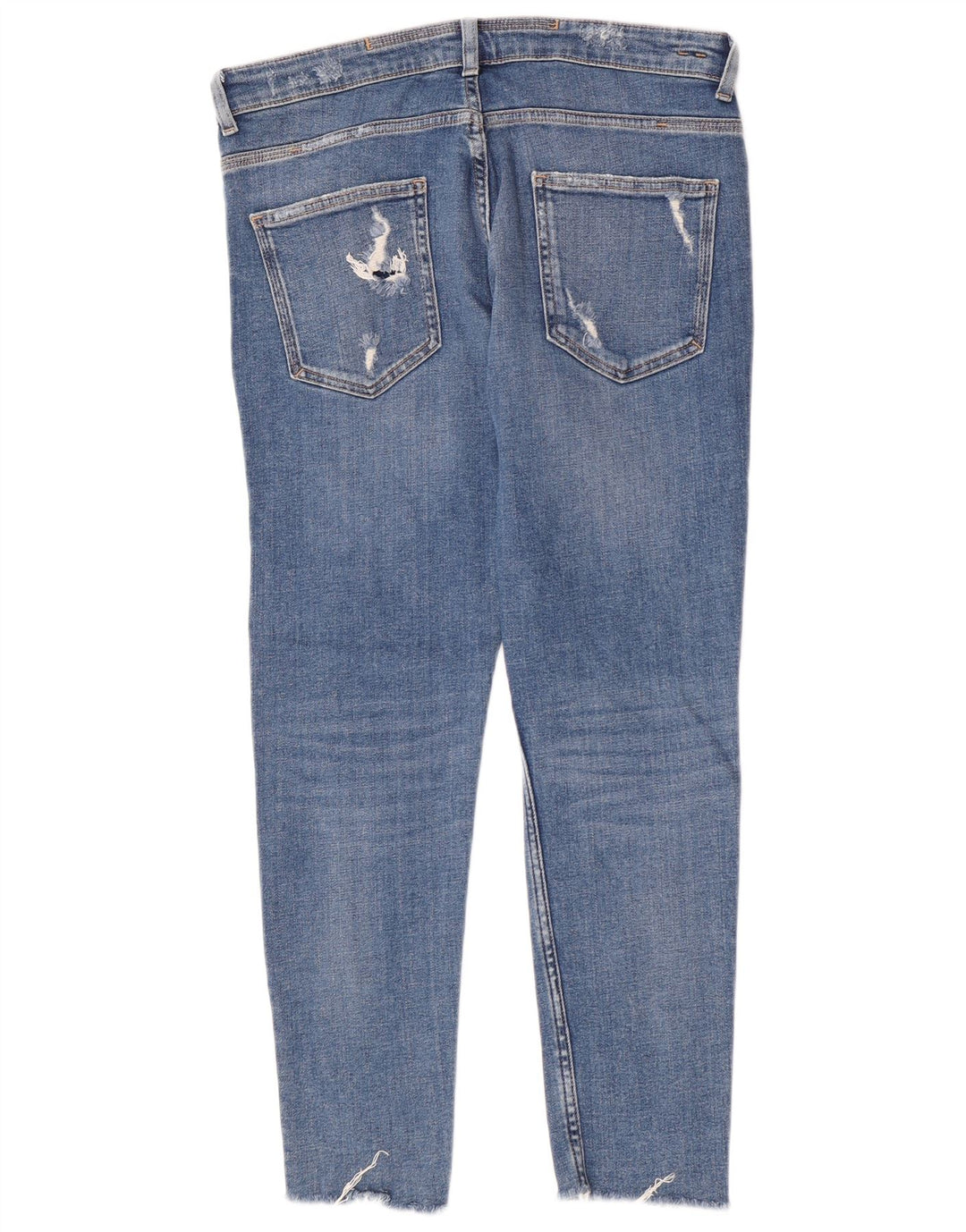 Zara Mens Distressed Slim Jeans EU 44 Large W34 L28 Blue Cotton