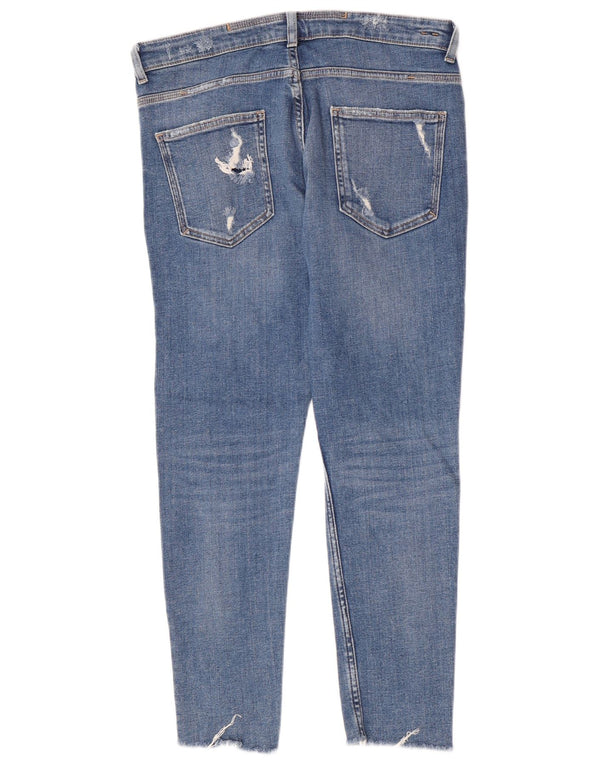 Zara Mens Distressed Slim Jeans EU 44 Large W34 L28 Blue Cotton