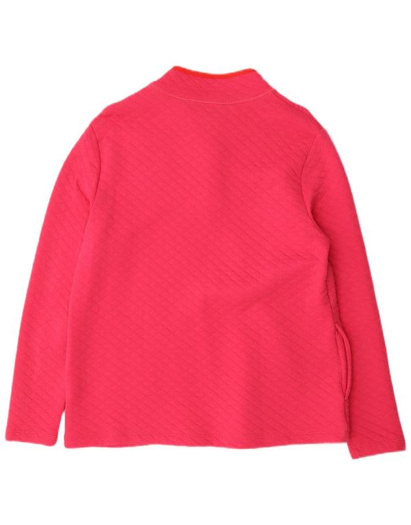 Lands End Womens Jersey Button Neck Sweatshirt Jumper UK 14 Medium Pink