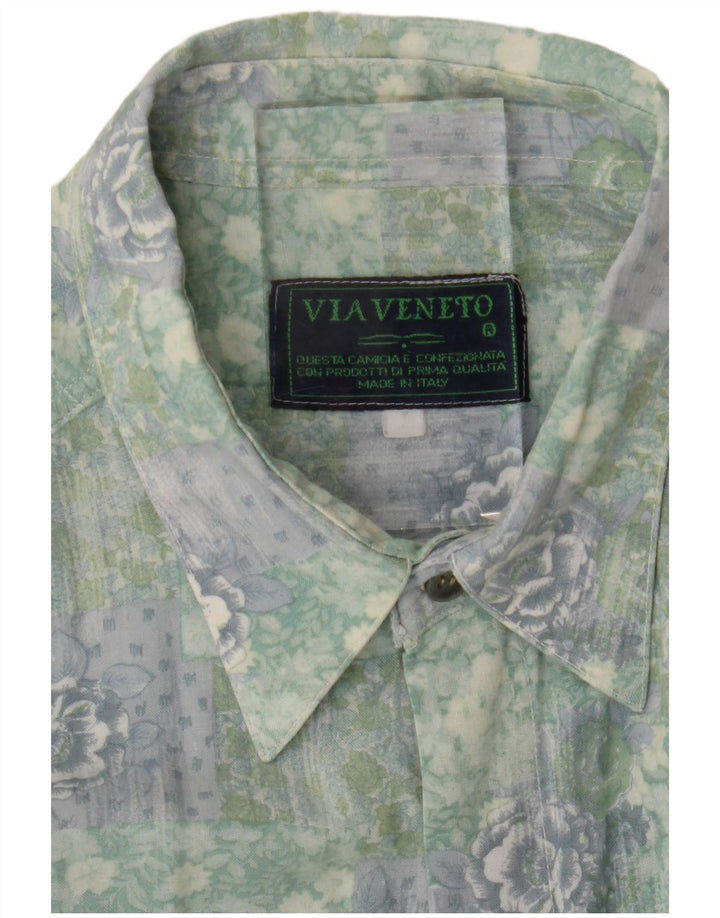 Via Veneto Mens Shirt Large Green Floral