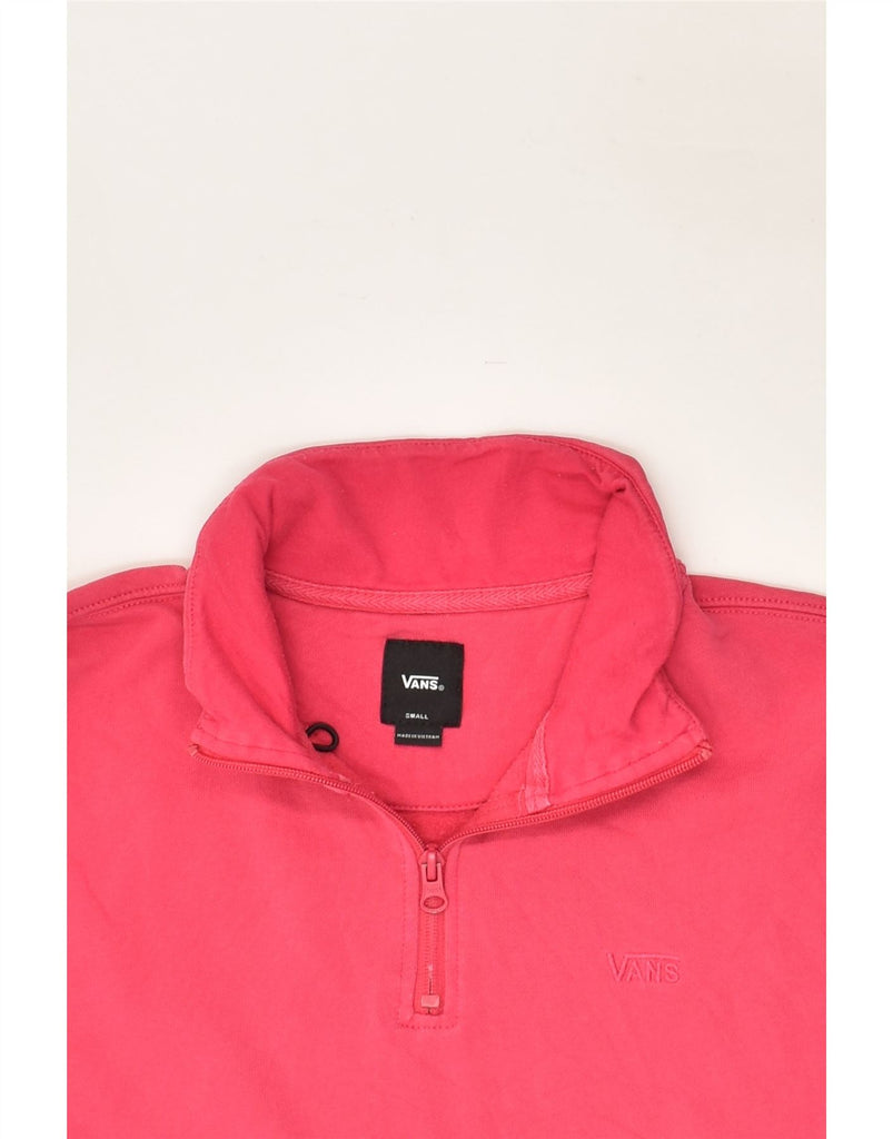 VANS Mens Zip Neck Sweatshirt Jumper Small Pink Cotton | Vintage Vans | Thrift | Second-Hand Vans | Used Clothing | Messina Hembry 