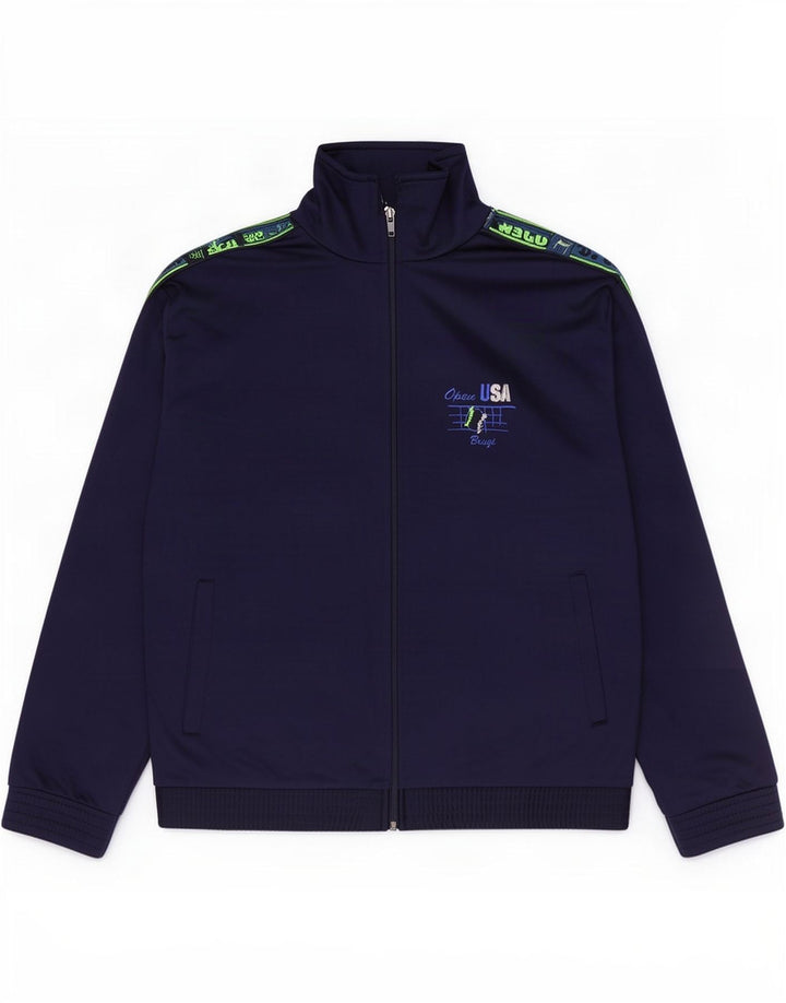 Brugi Mens Graphic Tracksuit Top Jacket Small Navy Blue Polyester