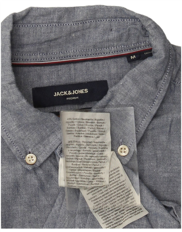 Jack & Jones Mens Short Sleeve Shirt Medium Blue Cotton