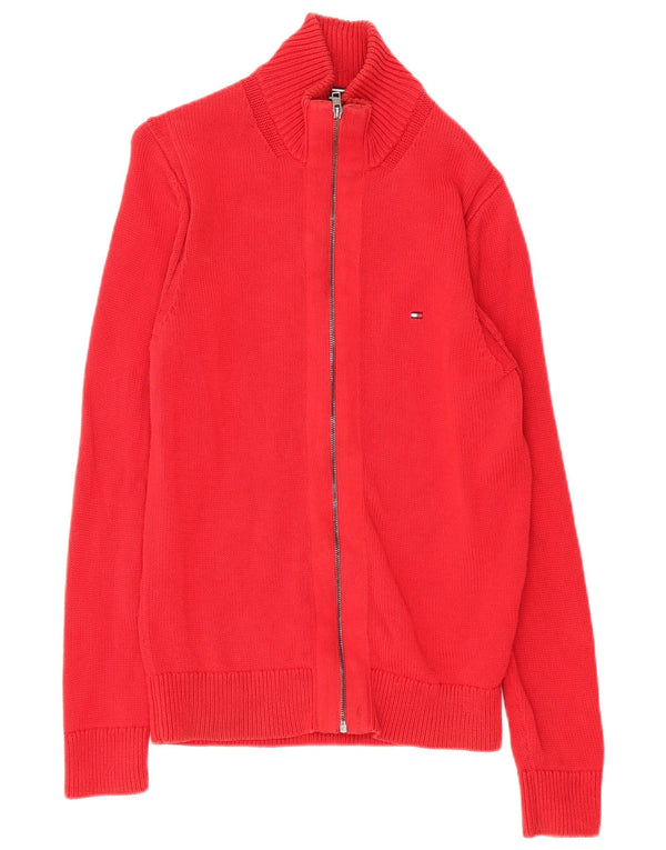 Tommy Hilfiger Mens Cardigan Sweater Medium Red Cotton