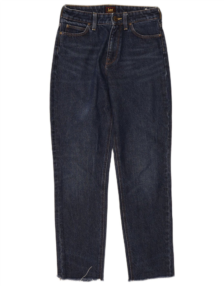 Lee Womens Mom Straight Jeans W25 L27 Navy Blue Cotton