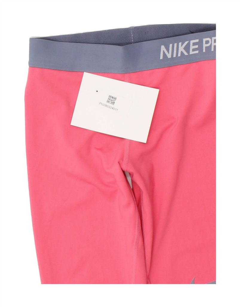 NIKE Girls Dri Fit Graphic Leggings 10-11 Years Medium Pink Polyester | Vintage Nike | Thrift | Second-Hand Nike | Used Clothing | Messina Hembry 