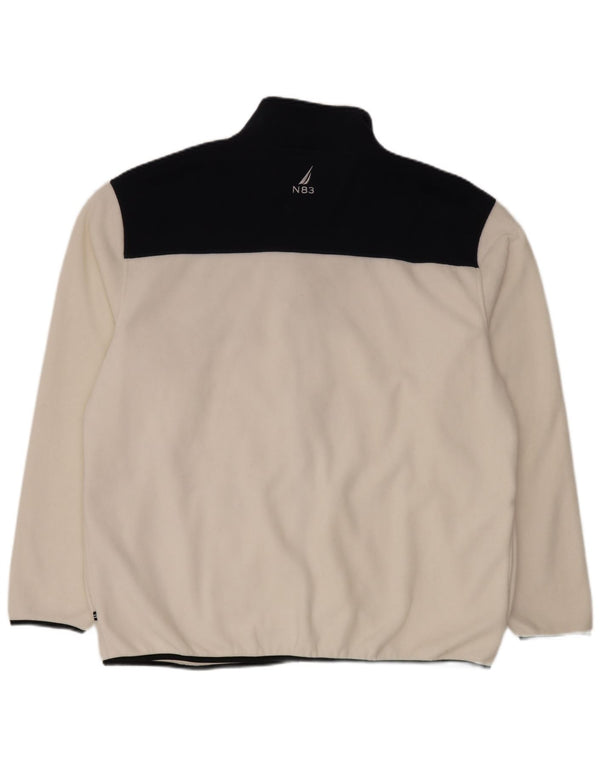 Nautica Mens Fleece Jacket UK 44 2XL White Colourblock Polyester