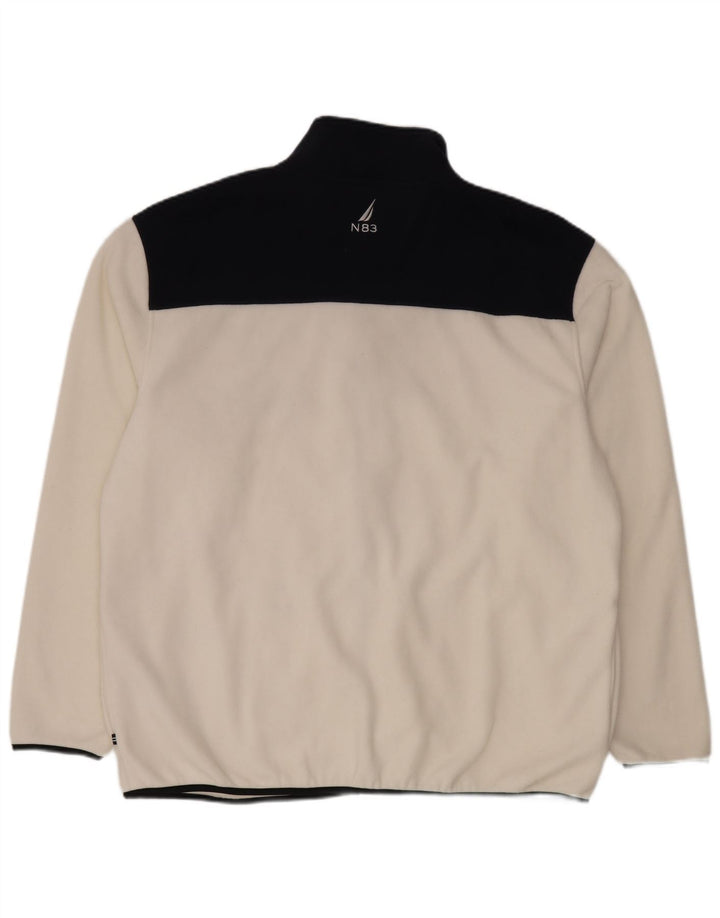 Nautica Mens Fleece Jacket UK 44 2XL White Colourblock Polyester