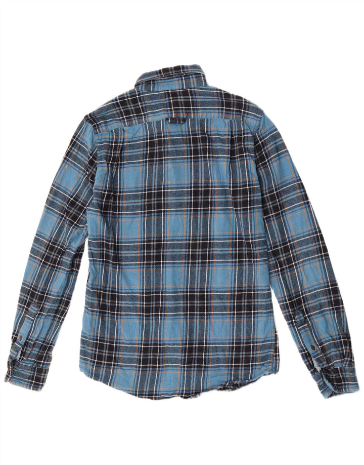 Superdry Mens Flannel Shirt Small Blue Check Cotton