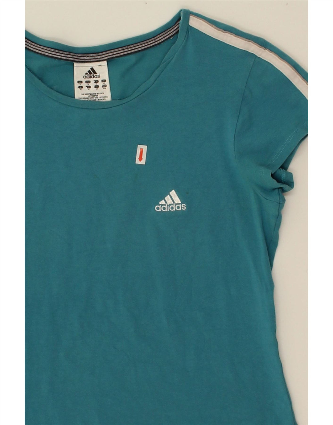 ADIDAS Womens T-Shirt Top UK 12 Medium Blue Cotton Vintage Adidas and Second-Hand Adidas from Messina Hembry 