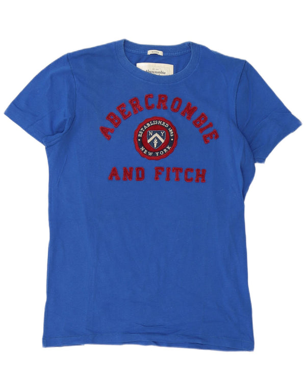 Abercrombie & Fitch Mens Muscle Graphic T-Shirt Top Medium Blue Cotton