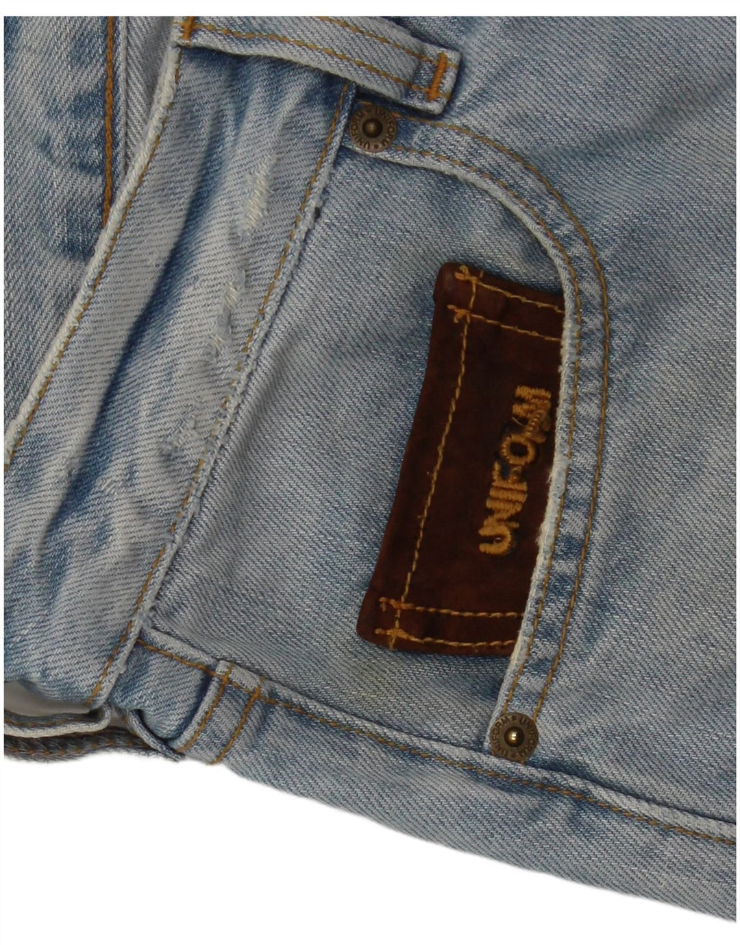 Uniform Mens Distressed Denim Shorts W30 Medium Blue Cotton