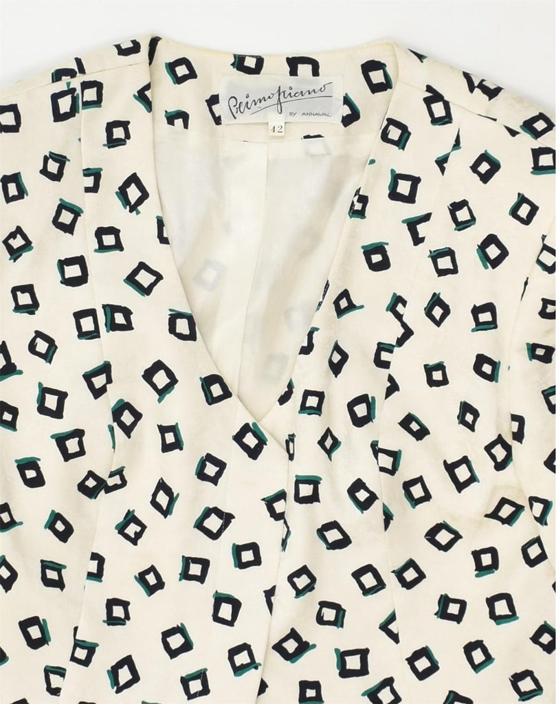 VINTAGE Womens Short Sleeve Blazer Jacket IT 42 Medium White Geometric | Vintage Vintage | Thrift | Second-Hand Vintage | Used Clothing | Messina Hembry 