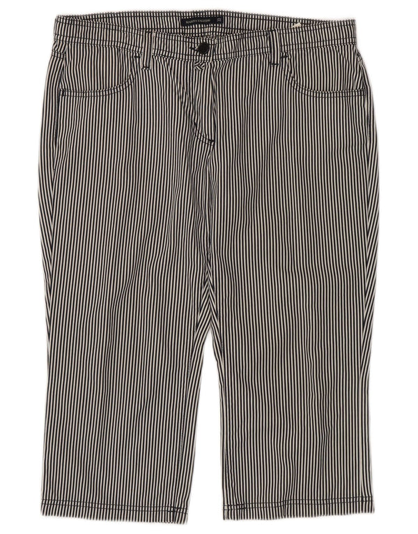 MARINA YACHTING Womens Capri Trousers W32 Large Navy Blue Striped Cotton