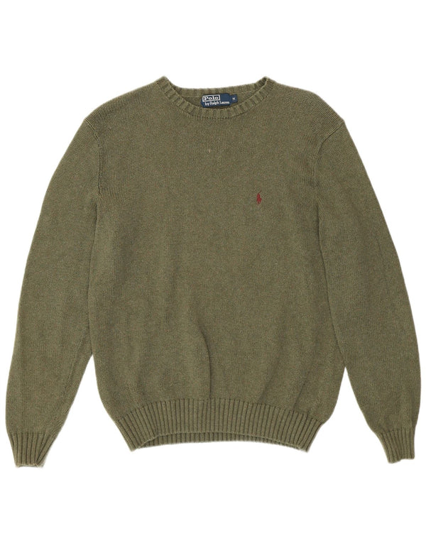 Polo Ralph Lauren Mens Crew Neck Jumper Sweater Medium Khaki Cotton