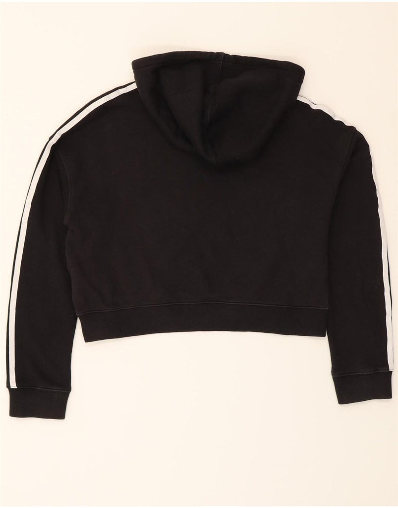 ADIDAS Womens Oversized Crop Hoodie Jumper UK 6 XS  Black Cotton Vintage Adidas and Second-Hand Adidas from Messina Hembry 