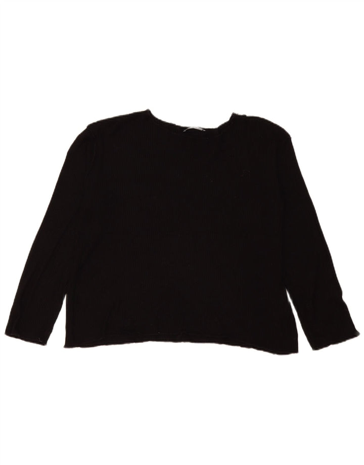 Zara Womens Oversized Top Long Sleeve UK 10 Small Black Viscose