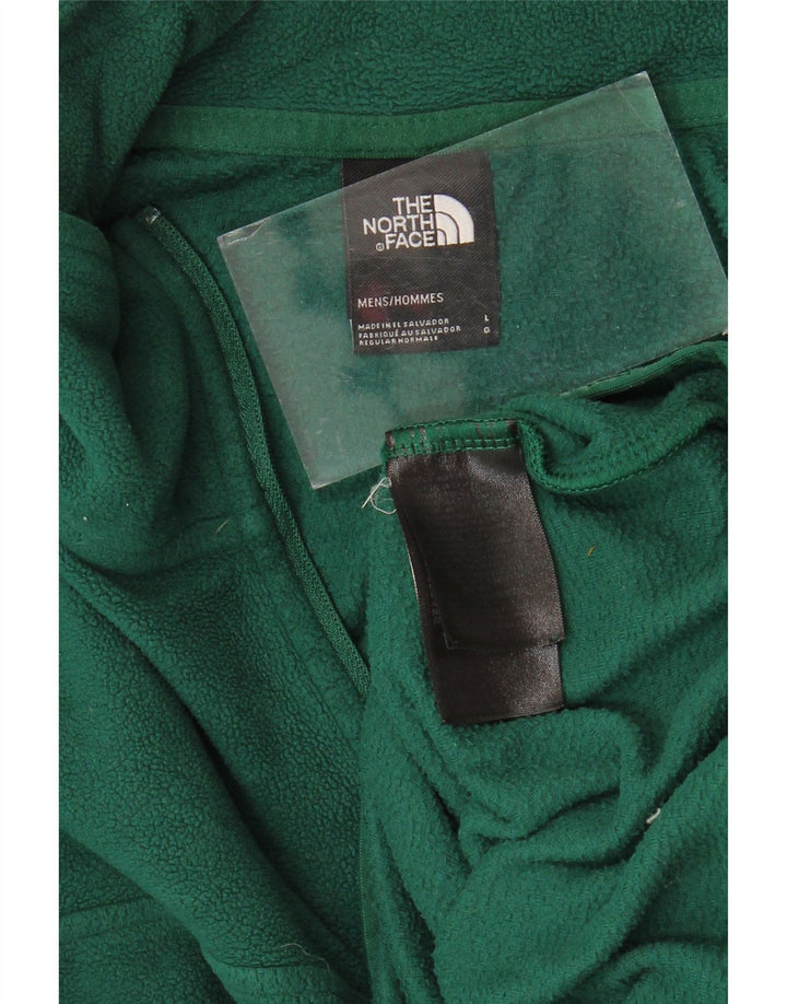 THE NORTH FACE Mens Zip Neck Fleece Jumper Large Green Polyester