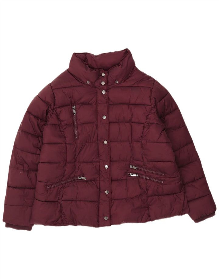 Monsoon Womens Padded Jacket UK 18 XL Burgundy Nylon