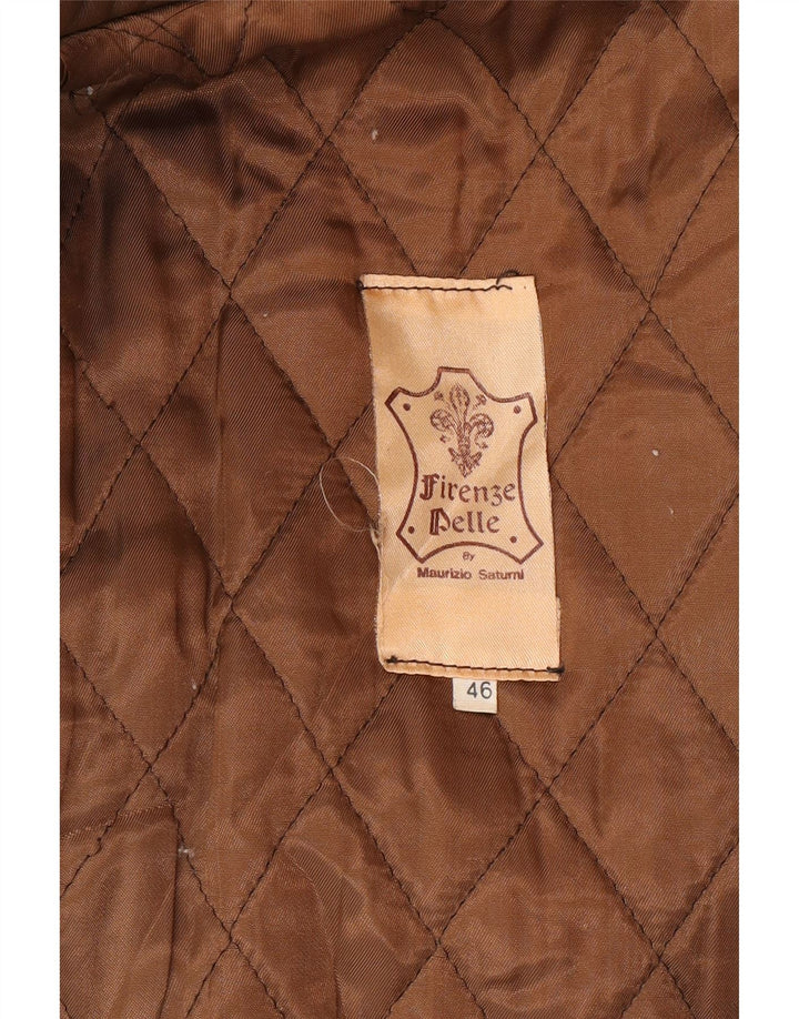 Vintage Womens Leather Coat IT 46 Large Brown Leather