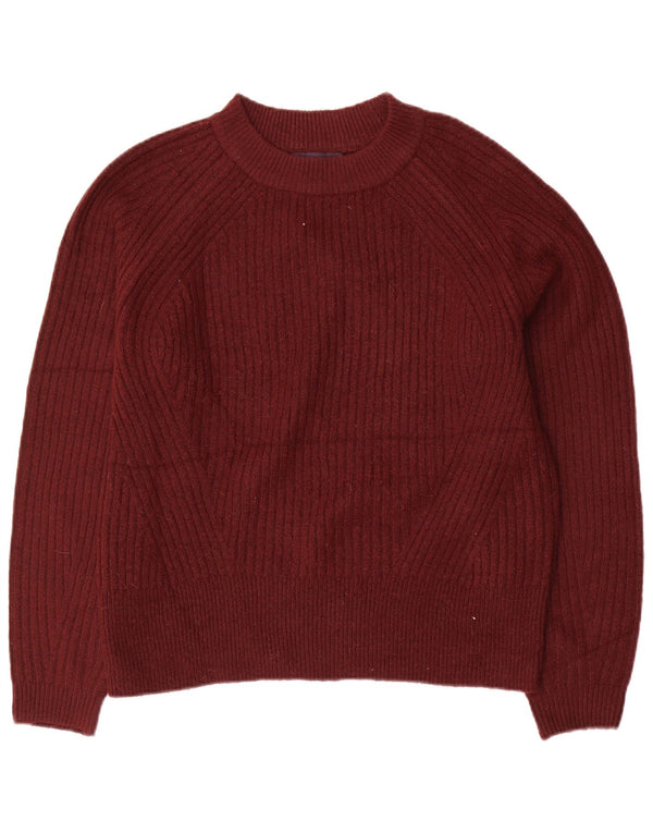 Marks & Spencer Womens Crew Neck Jumper Sweater UK 14 Medium Burgundy
