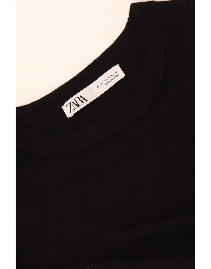 Zara Womens Boat Neck Jumper Sweater UK 12 Medium Black