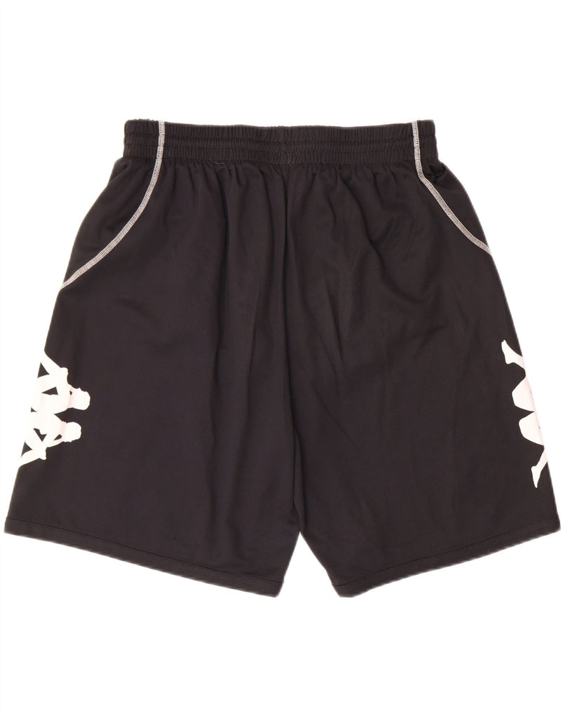 KAPPA Mens Graphic Sport Shorts Large  Black Polyester Vintage Kappa and Second-Hand Kappa from Messina Hembry 