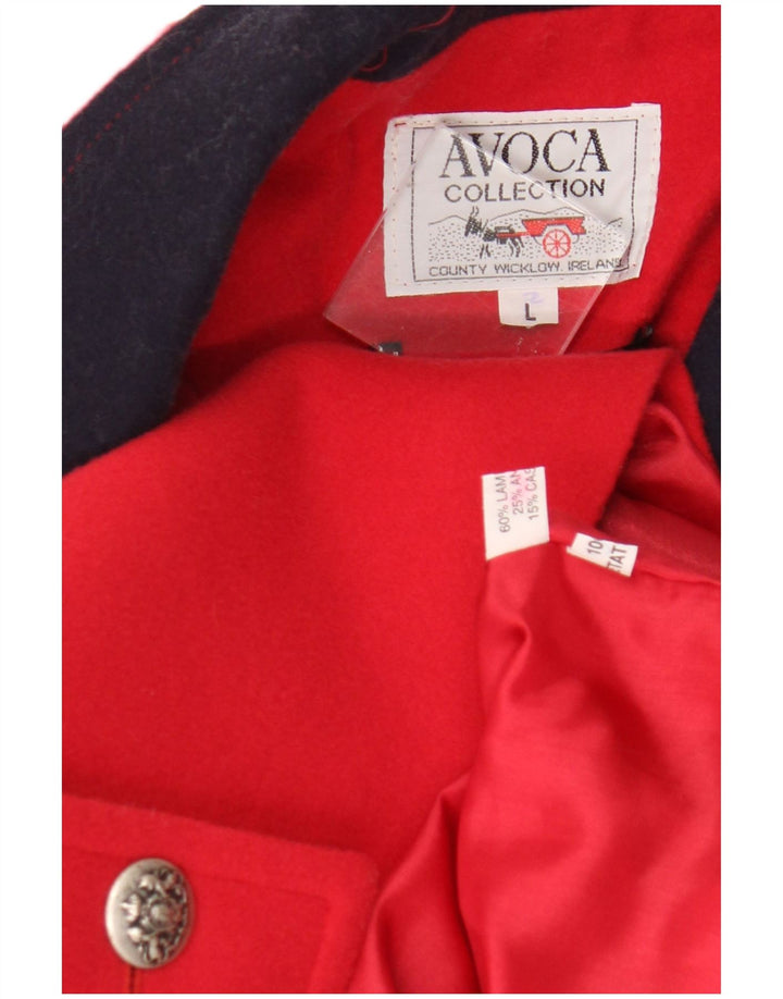 Avoca Womens Overcoat UK 16 Large Red Colourblock Lambswool