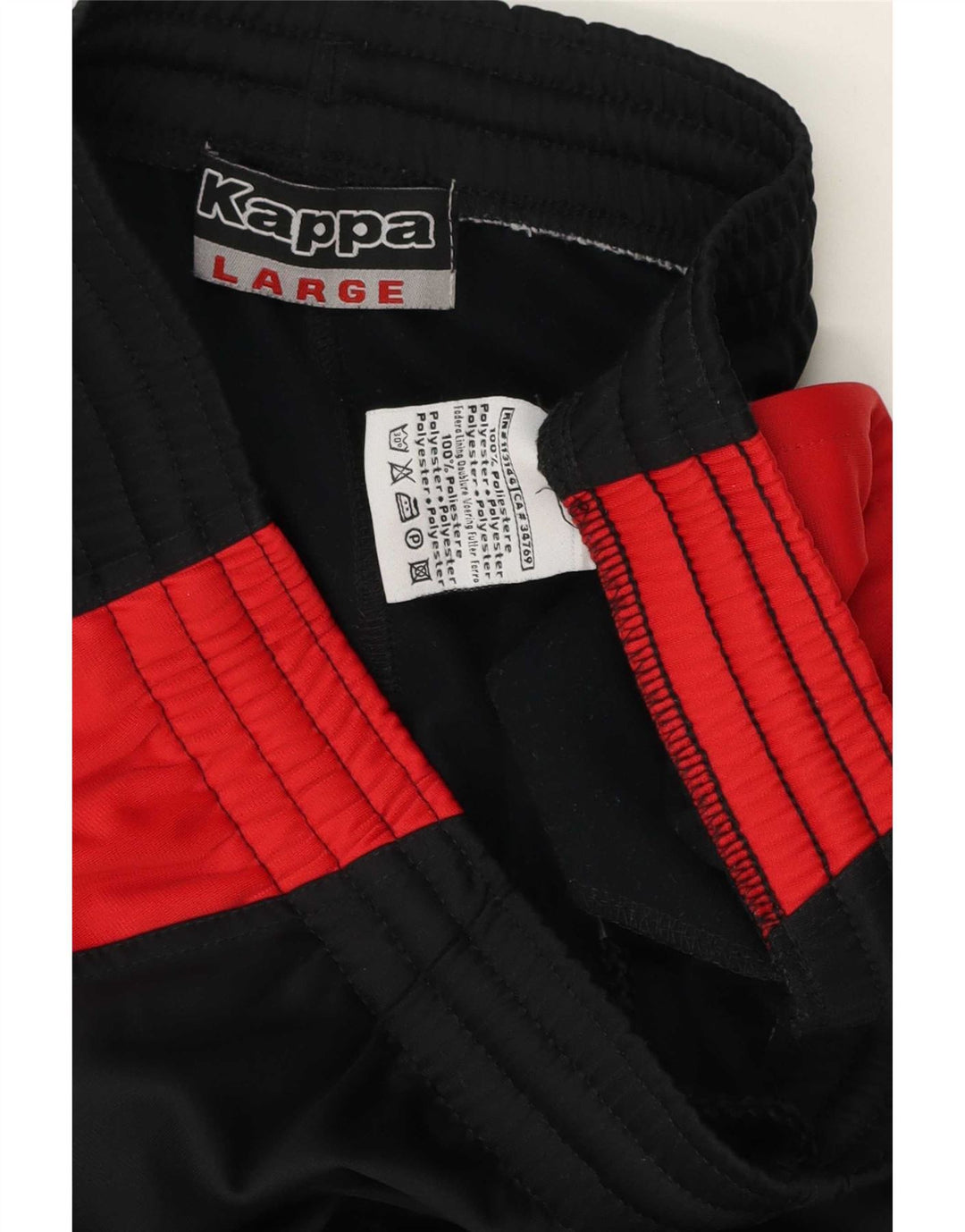 Kappa Mens Tracksuit Trousers Large Black Colourblock Polyester