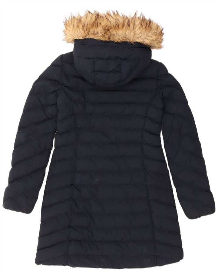 Superdry Womens Hooded Padded Coat UK 10 Small Navy Blue Polyester