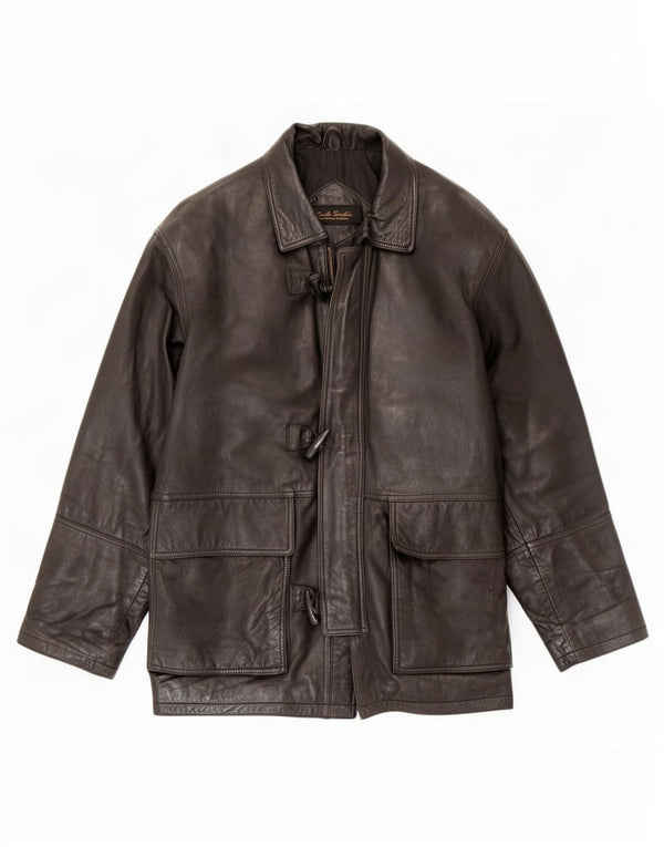 Carlo Santini Mens Leather Jacket UK 36 Small Black