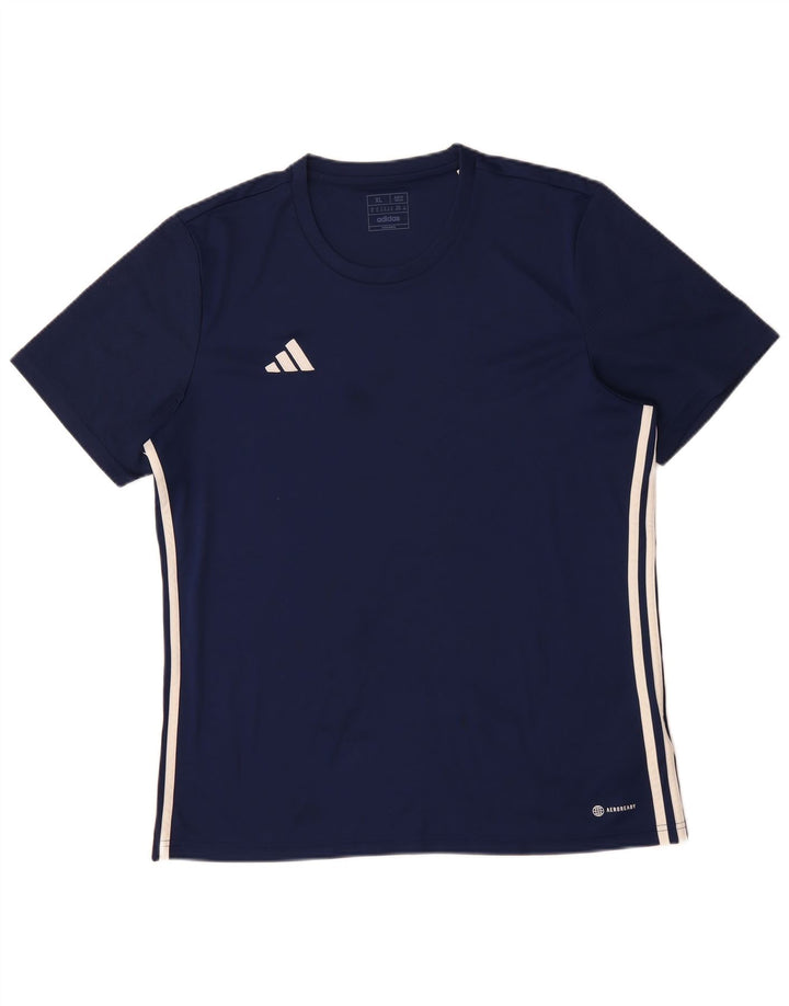 ADIDAS Mens Aeroready Slim Fit T-Shirt Top XL Navy Blue Polyester