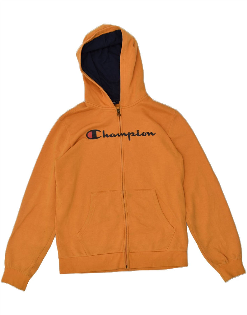 CHAMPION Boys Graphic Zip Hoodie Sweater 13-14 Years XL Orange Cotton | Vintage Champion | Thrift | Second-Hand Champion | Used Clothing | Messina Hembry 