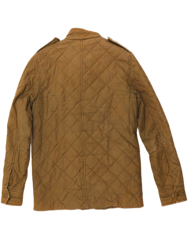 JACK WILLS Mens Military Quilted Jacket UK 36 Small Khaki Cotton