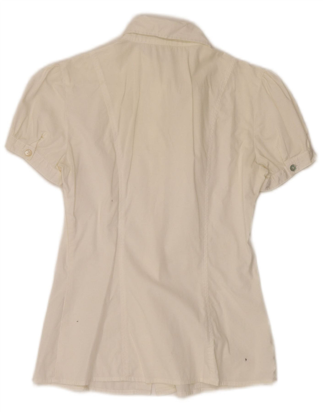 BENETTON Womens Short Sleeve Shirt Blouse UK 8 Small Off White