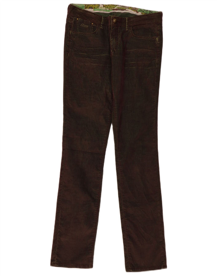 Guess Womens Slim Corduroy Trousers W34 L34 Brown