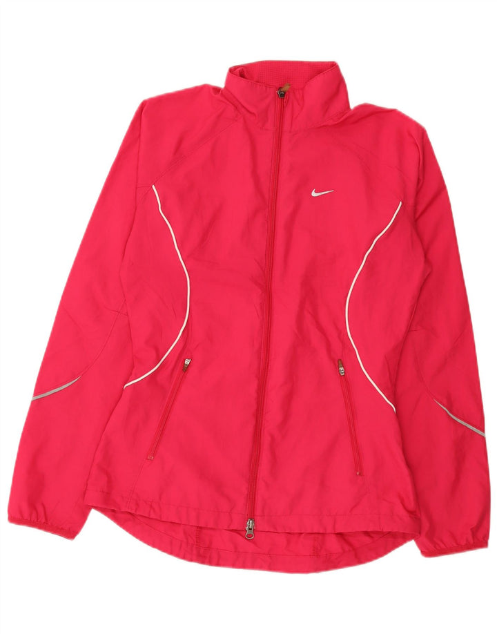 NIKE Womens Tracksuit Top Jacket UK 10 Small Red Polyester