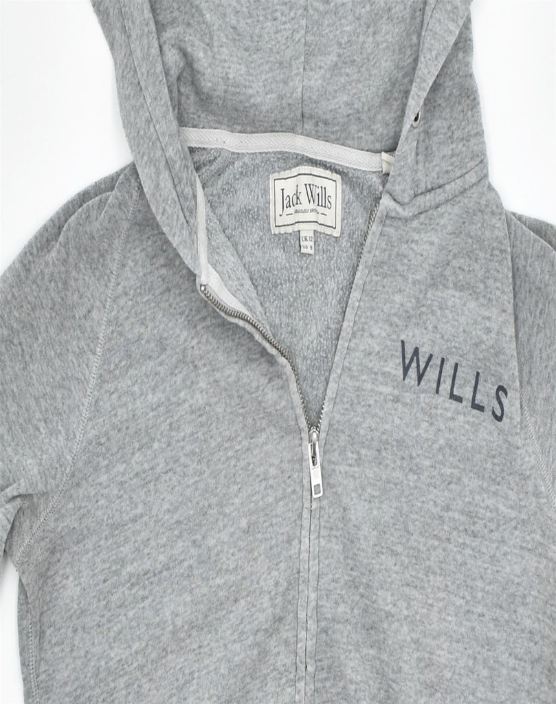 JACK WILLS Womens Oversized Zip Hoodie Sweater UK 12 Medium Grey Cotton | Vintage | Thrift | Second-Hand | Used Clothing | Messina Hembry 