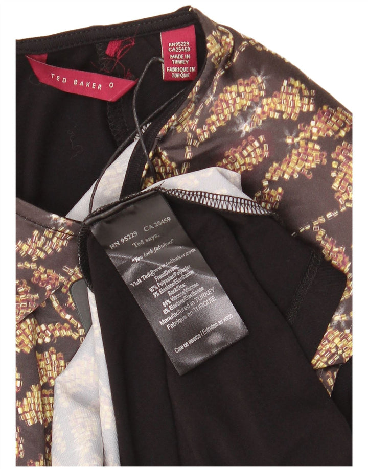 Ted Baker Womens Shift Dress Size 0 2XS Black Floral Polyester