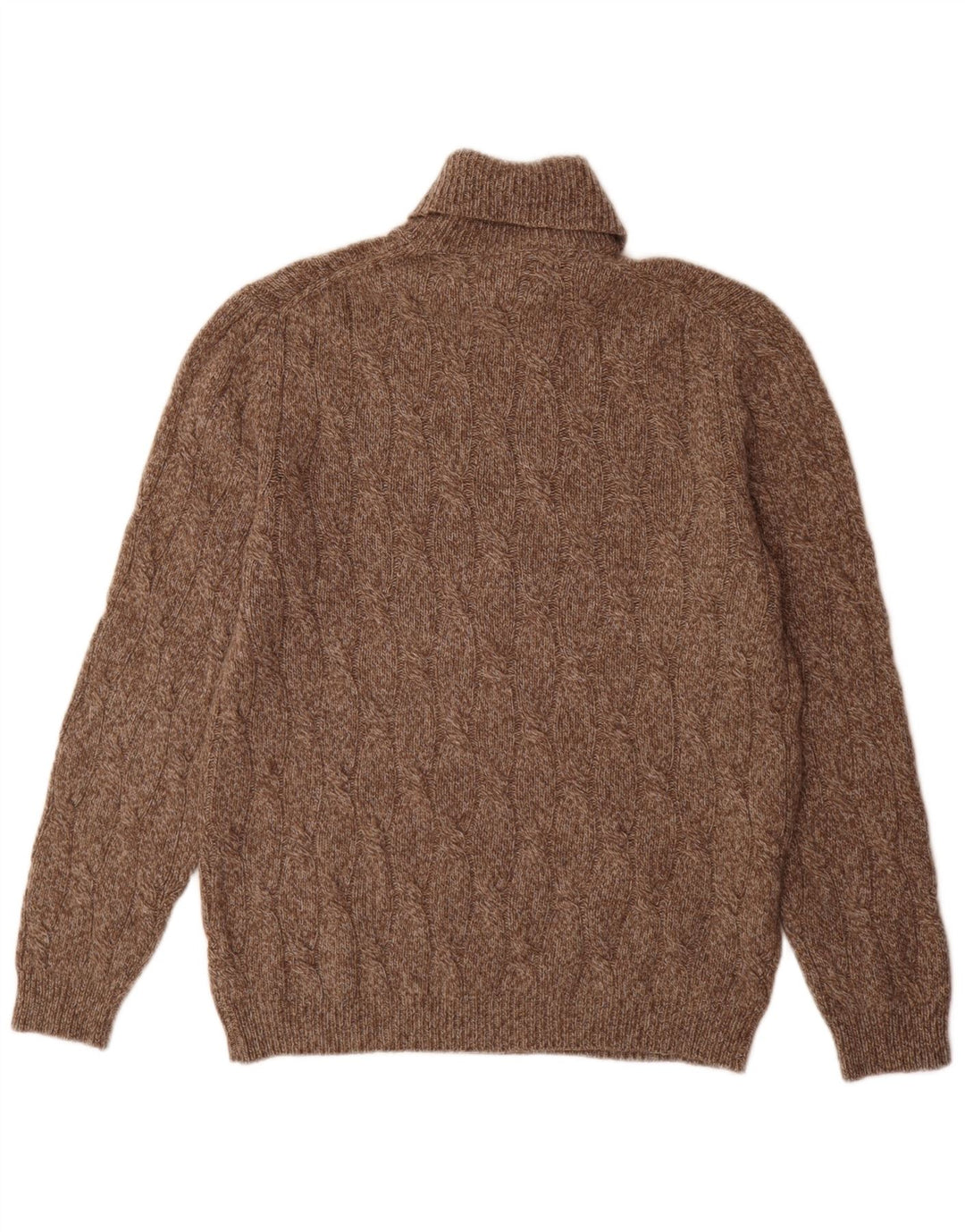 Massimo Dutti Mens Roll Neck Jumper Sweater Large Brown Flecked
