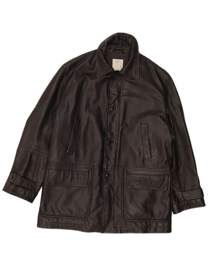 Conbipel Mens Leather Jacket IT 50 Large Black Leather