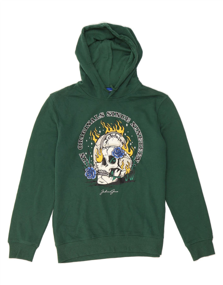 JACK & JONES Mens Graphic Hoodie Jumper Large Green Cotton Vintage Jack & Jones and Second-Hand Jack & Jones from Messina Hembry 