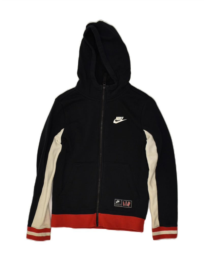 NIKE Boys Zip Hoodie Sweater 10-11 Years Medium  Black Colourblock Cotton | Vintage Nike | Thrift | Second-Hand Nike | Used Clothing | Messina Hembry 