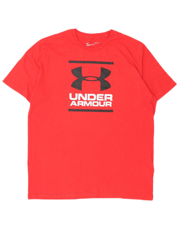 Under Armour Mens Graphic T-Shirt Top Large Red Cotton