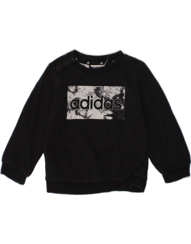 ADIDAS Baby Boys Graphic Sweatshirt Jumper 9-12 Months Black | Vintage Adidas | Thrift | Second-Hand Adidas | Used Clothing | Messina Hembry 
