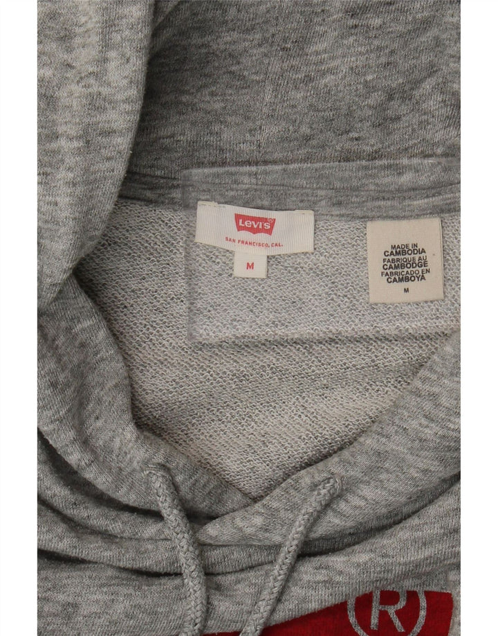 Levi's Womens Graphic Hoodie Jumper UK 14 Medium Grey Flecked