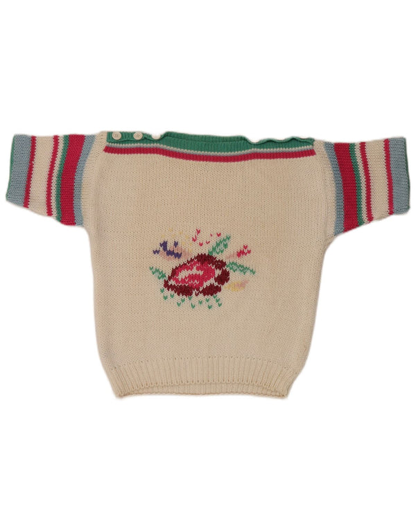 Vintage Womens Short Sleeve Boat Neck Jumper Sweater UK 12 Medium White