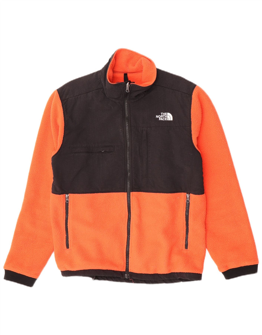 The North Face Womens Fleece Jacket UK 14 Large Orange Colourblock