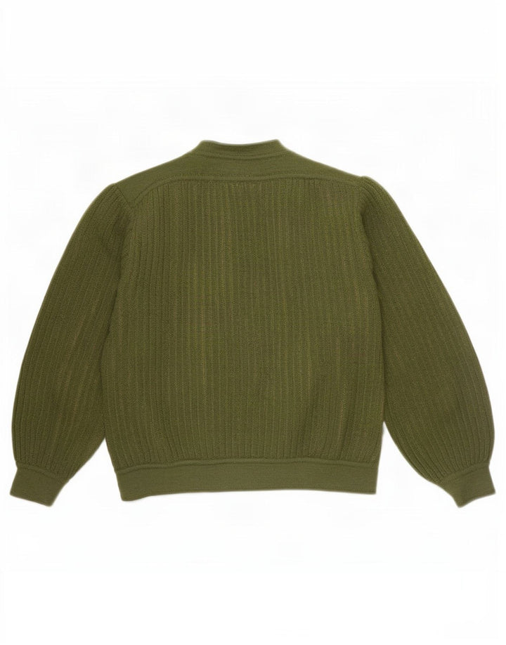 Mariedda Womens Button Neck Jumper Sweater UK 16 Large Green Wool